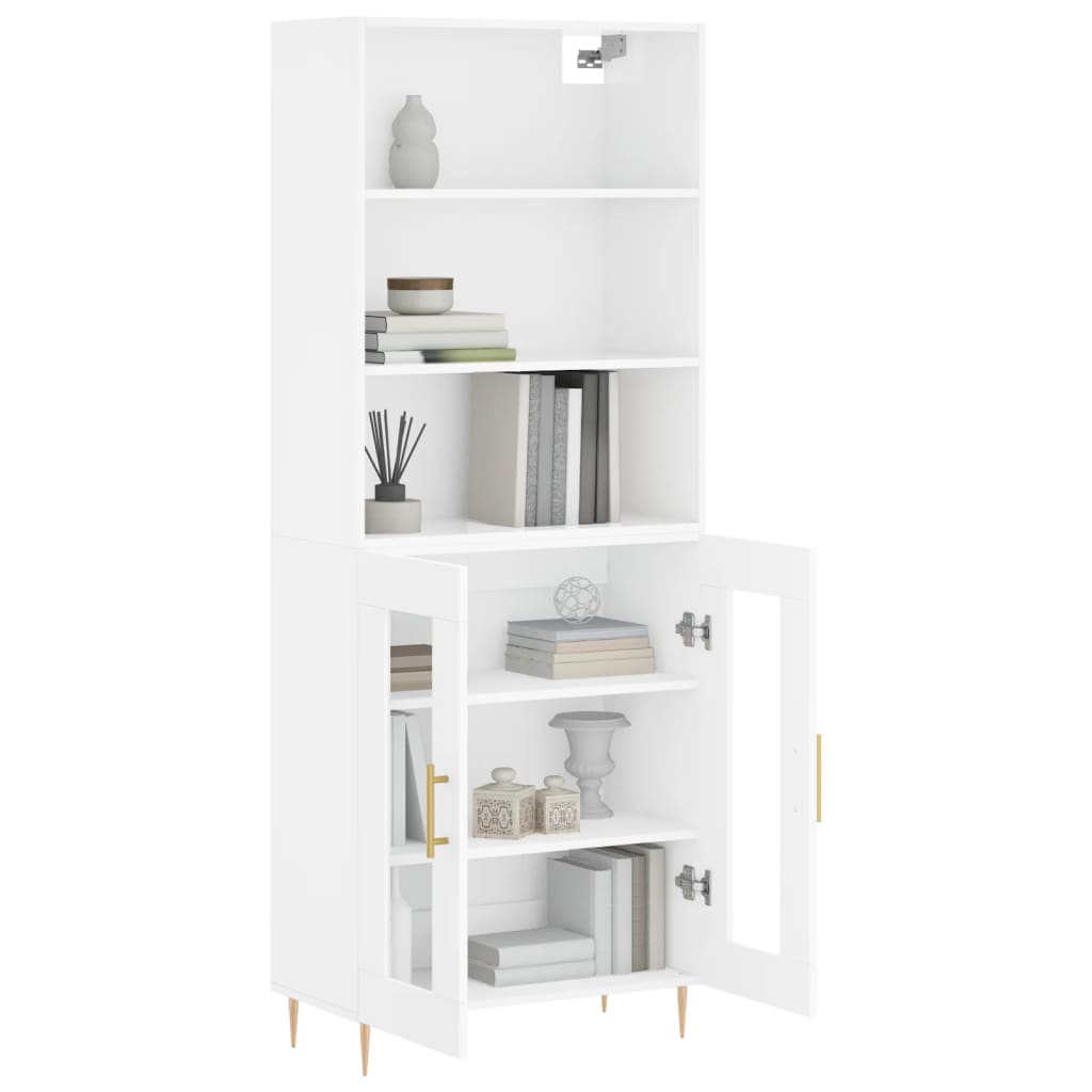 Hoge kast 69,5x34x180 cm bewerkt hout hoogglans wit is nu te koop bij PeponiXL, paradijselijk wonen!