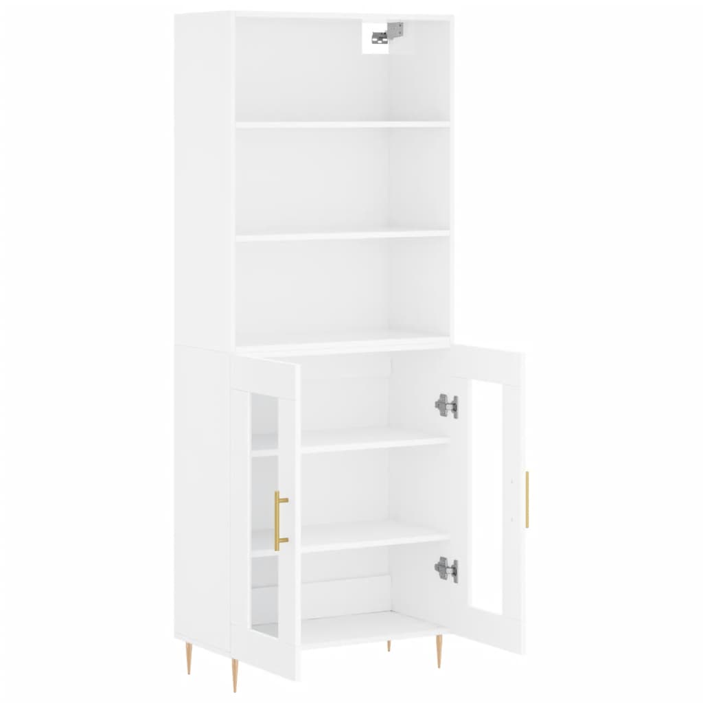 Hoge kast 69,5x34x180 cm bewerkt hout hoogglans wit is nu te koop bij PeponiXL, paradijselijk wonen!