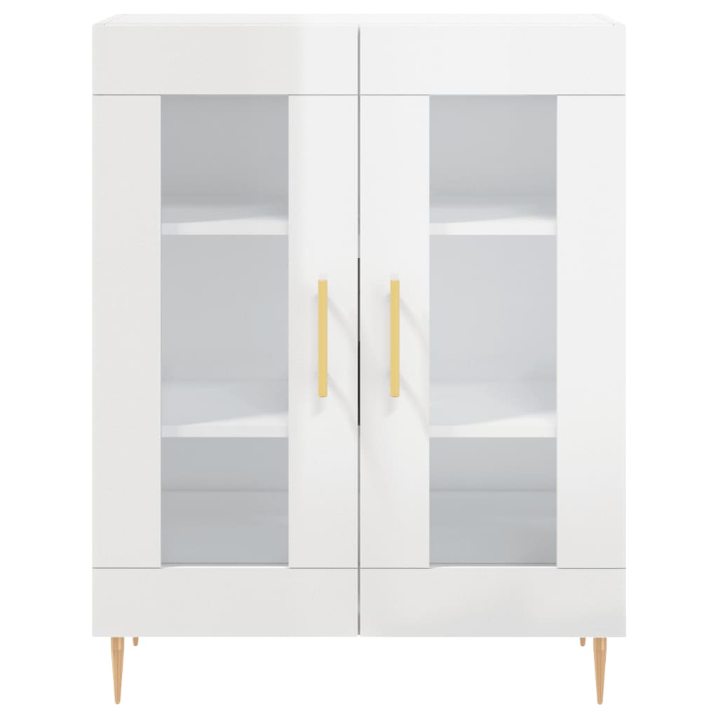 Hoge kast 69,5x34x180 cm bewerkt hout hoogglans wit is nu te koop bij PeponiXL, paradijselijk wonen!