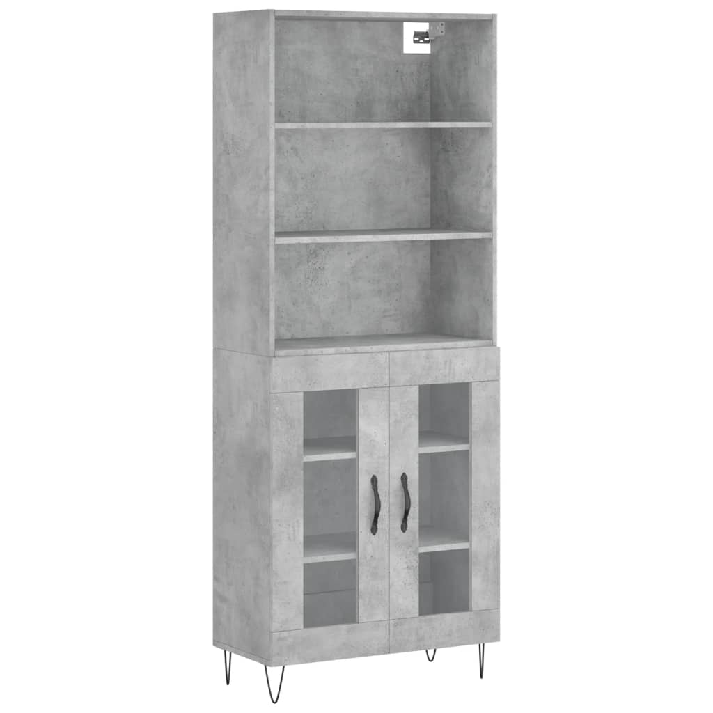 Hoge kast 69,5x34x180 cm bewerkt hout betongrijs is nu te koop bij PeponiXL, paradijselijk wonen!