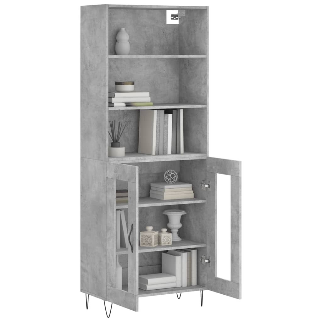 Hoge kast 69,5x34x180 cm bewerkt hout betongrijs is nu te koop bij PeponiXL, paradijselijk wonen!