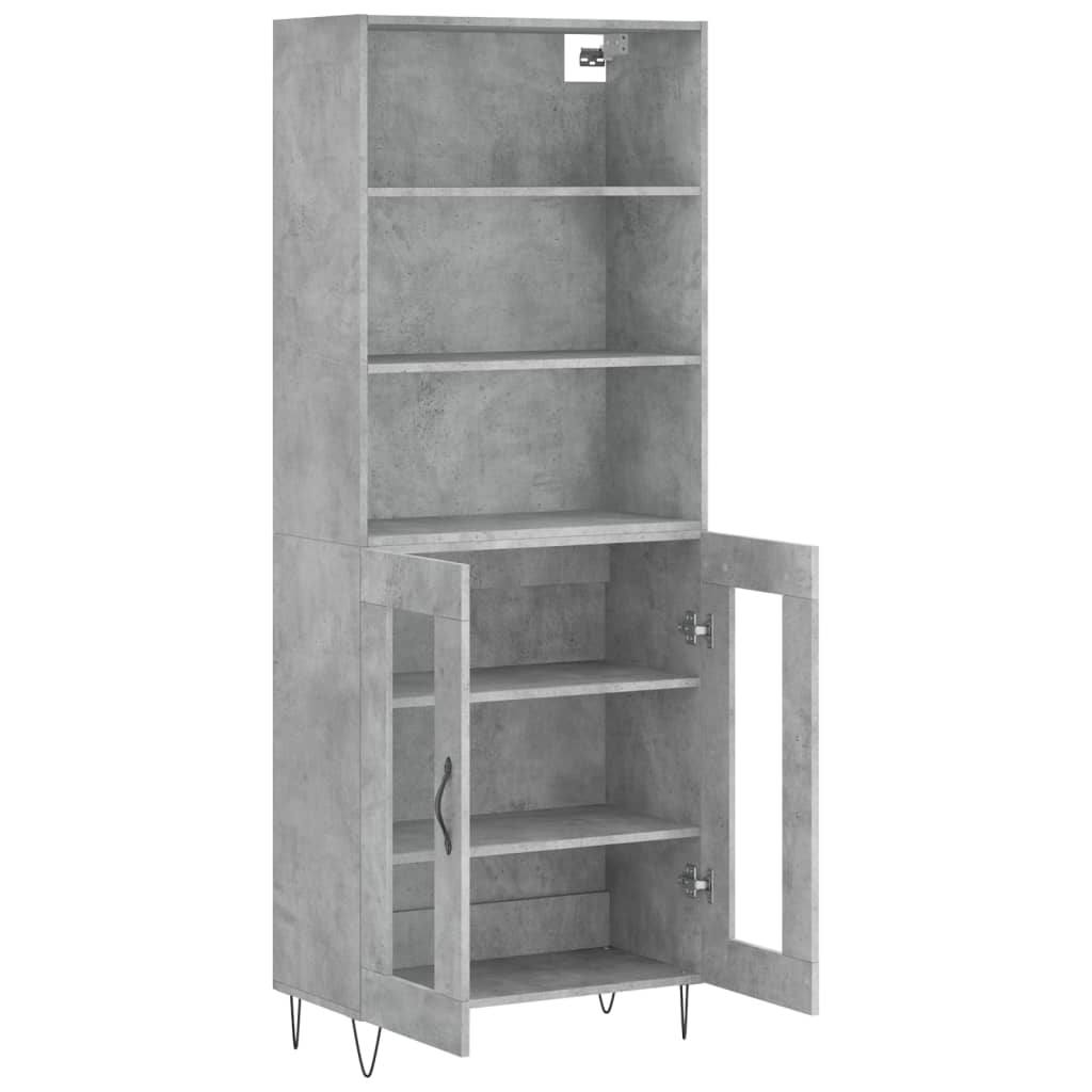 Hoge kast 69,5x34x180 cm bewerkt hout betongrijs is nu te koop bij PeponiXL, paradijselijk wonen!