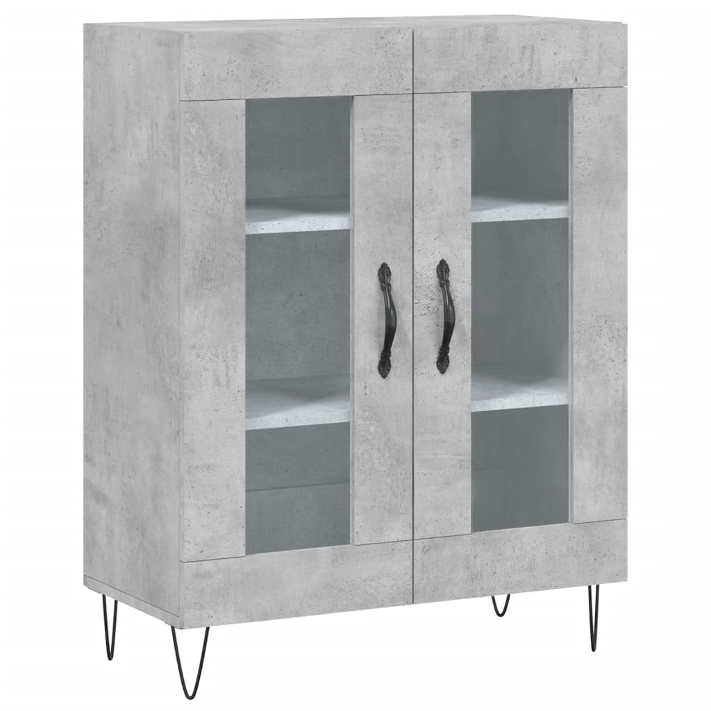 Hoge kast 69,5x34x180 cm bewerkt hout betongrijs is nu te koop bij PeponiXL, paradijselijk wonen!