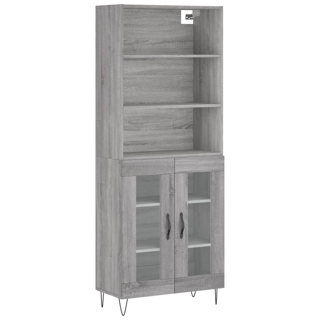 Hoge kast 69,5x34x180 cm bewerkt hout grijs sonoma eikenkleurig is nu te koop bij PeponiXL, paradijselijk wonen!