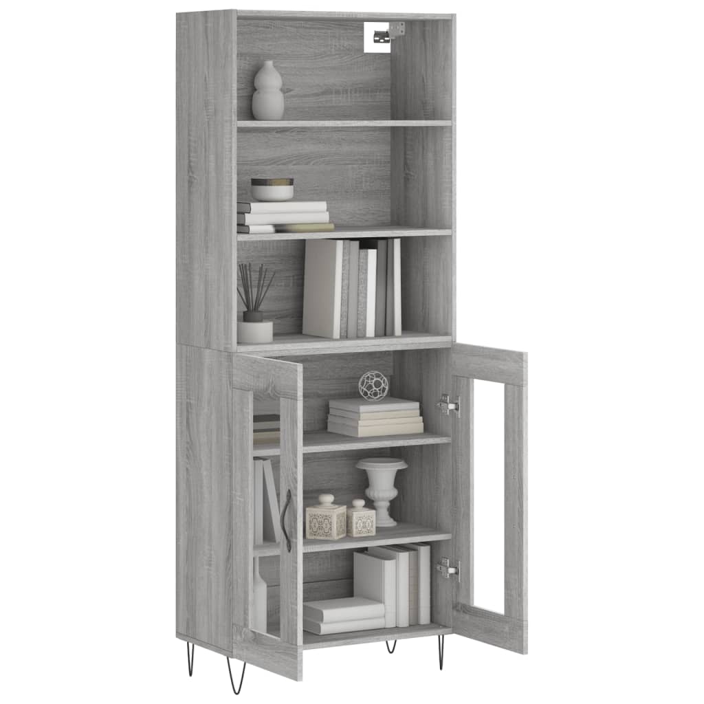 Hoge kast 69,5x34x180 cm bewerkt hout grijs sonoma eikenkleurig is nu te koop bij PeponiXL, paradijselijk wonen!