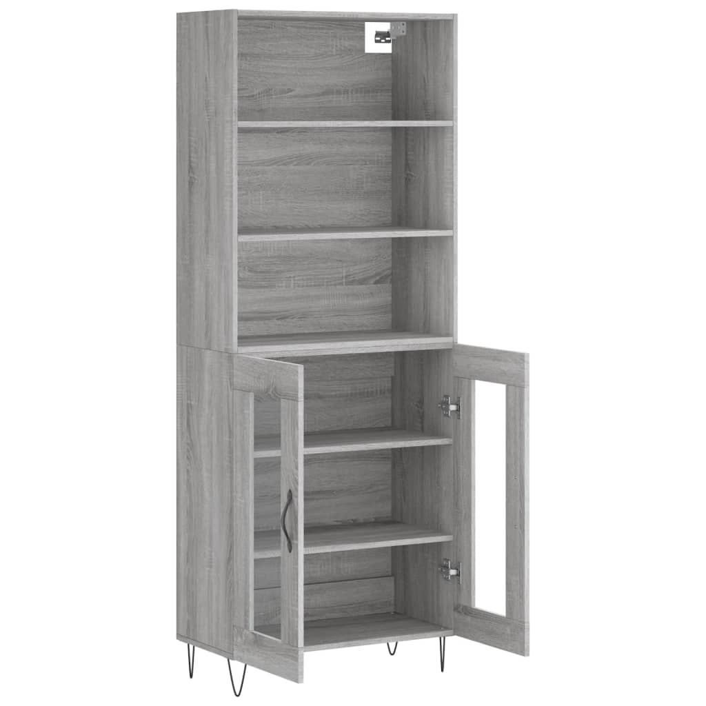 Hoge kast 69,5x34x180 cm bewerkt hout grijs sonoma eikenkleurig is nu te koop bij PeponiXL, paradijselijk wonen!
