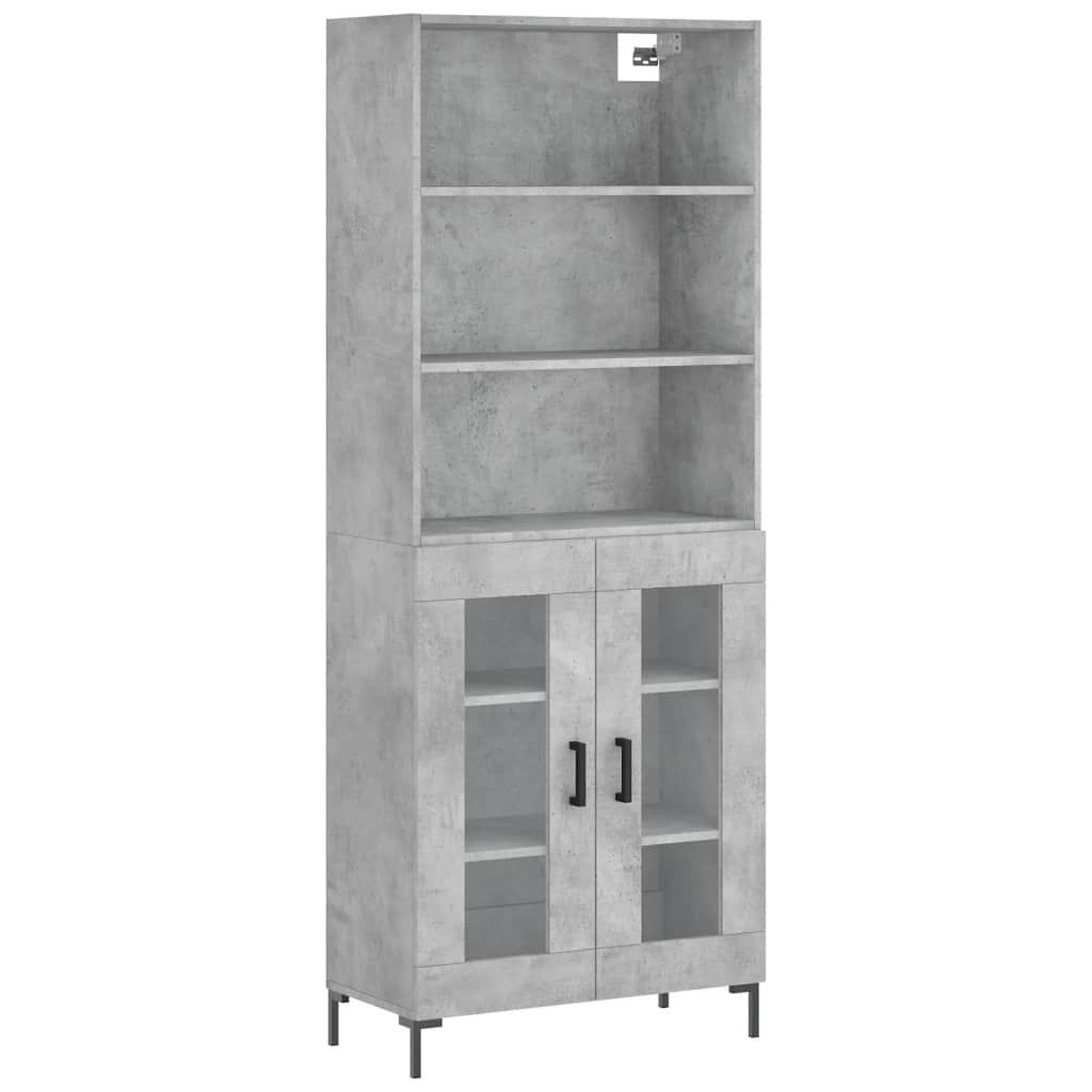 Hoge kast 69,5x34x180 cm bewerkt hout betongrijs is nu te koop bij PeponiXL, paradijselijk wonen!