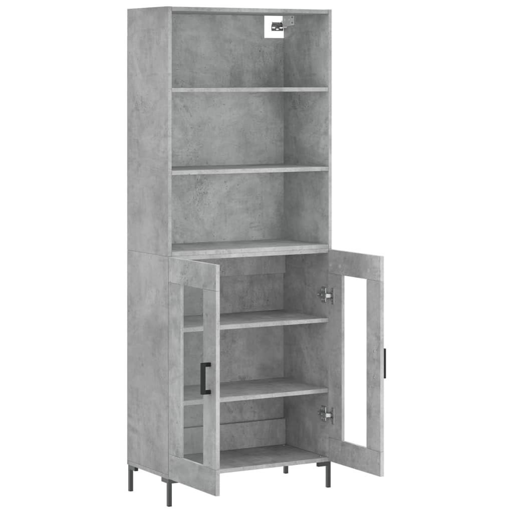Hoge kast 69,5x34x180 cm bewerkt hout betongrijs is nu te koop bij PeponiXL, paradijselijk wonen!