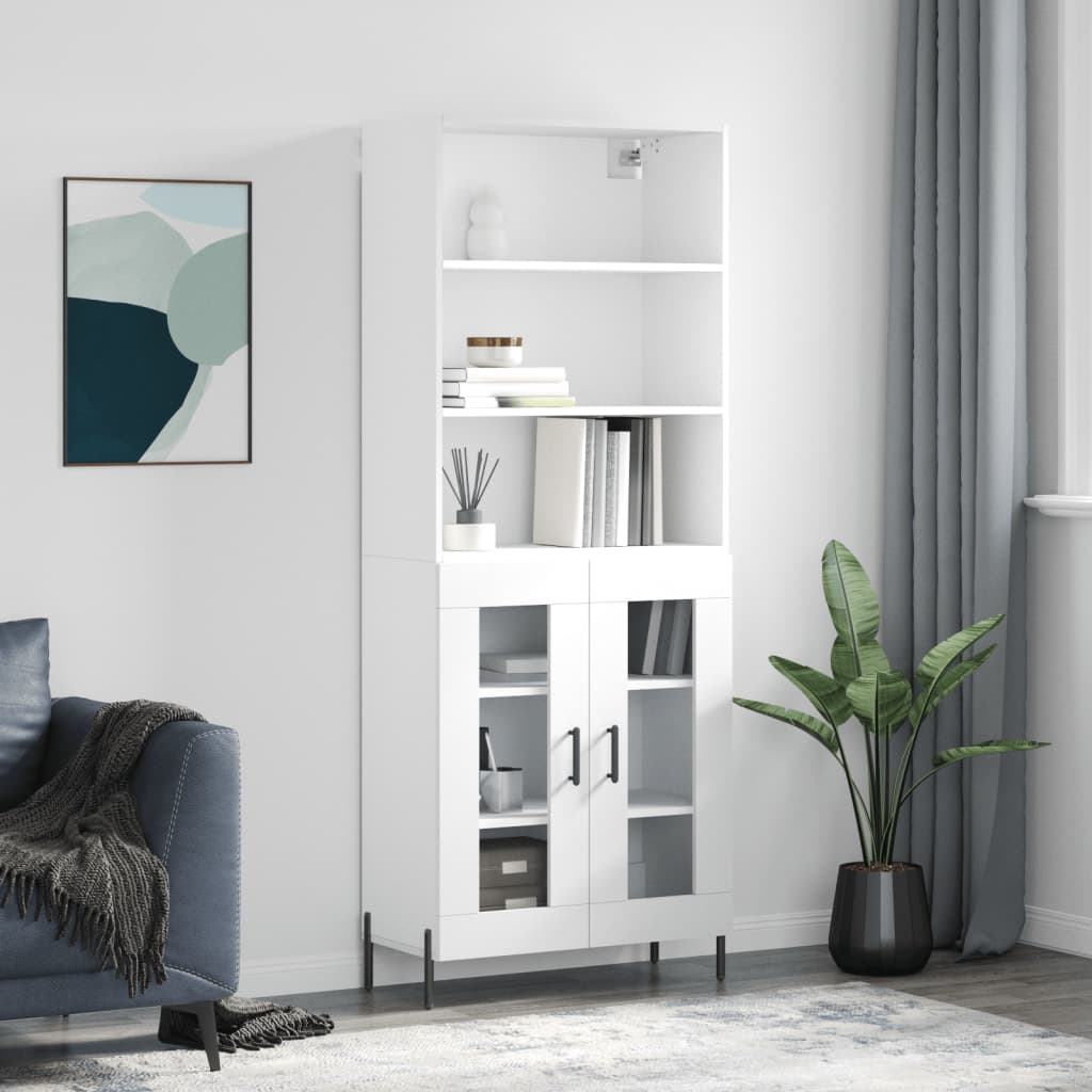Hoge kast 69,5x34x180 cm bewerkt hout wit is nu te koop bij PeponiXL, paradijselijk wonen!