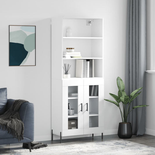 Hoge kast 69,5x34x180 cm bewerkt hout wit is nu te koop bij PeponiXL, paradijselijk wonen!