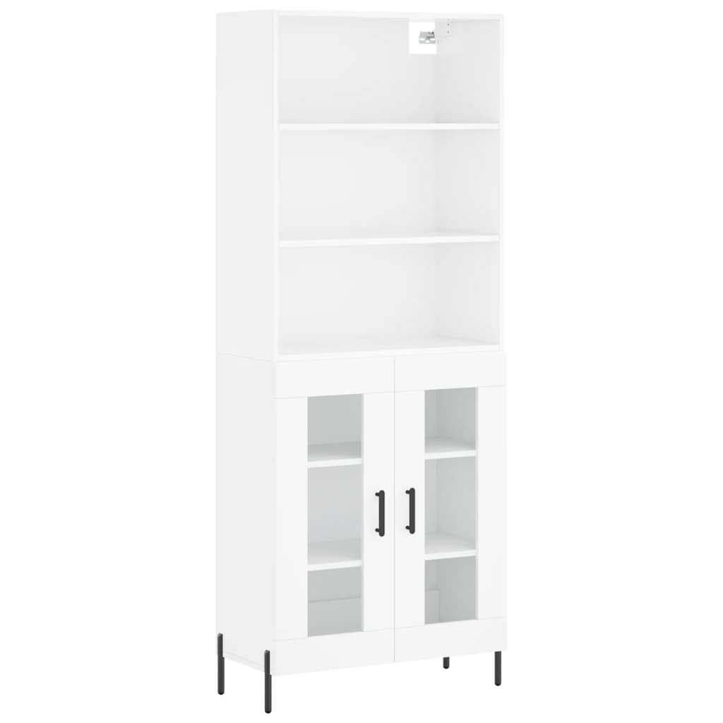 Hoge kast 69,5x34x180 cm bewerkt hout hoogglans wit is nu te koop bij PeponiXL, paradijselijk wonen!