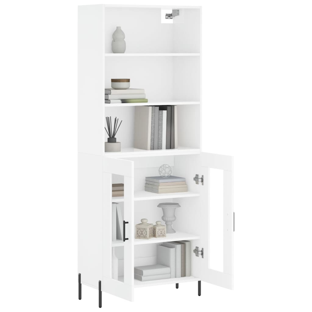 Hoge kast 69,5x34x180 cm bewerkt hout hoogglans wit is nu te koop bij PeponiXL, paradijselijk wonen!