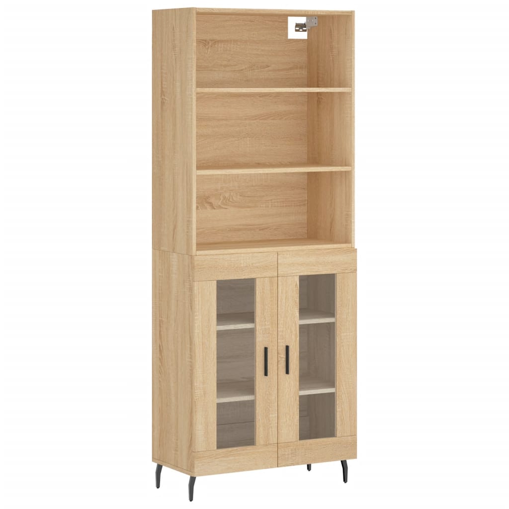 Hoge kast 69,5x34x180 cm bewerkt hout sonoma eikenkleurig is nu te koop bij PeponiXL, paradijselijk wonen!