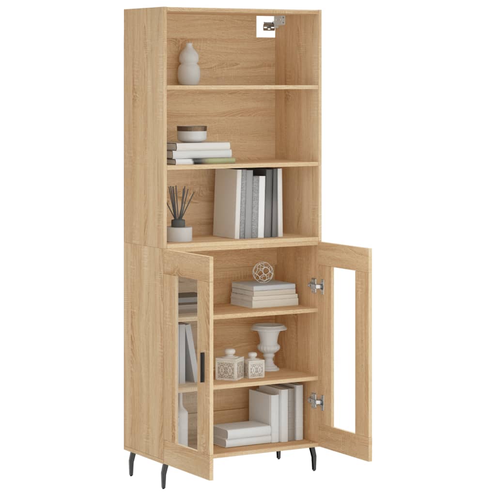 Hoge kast 69,5x34x180 cm bewerkt hout sonoma eikenkleurig is nu te koop bij PeponiXL, paradijselijk wonen!