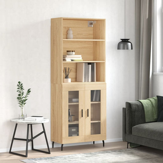 Hoge kast 69,5x34x180 cm bewerkt hout sonoma eikenkleurig is nu te koop bij PeponiXL, paradijselijk wonen!