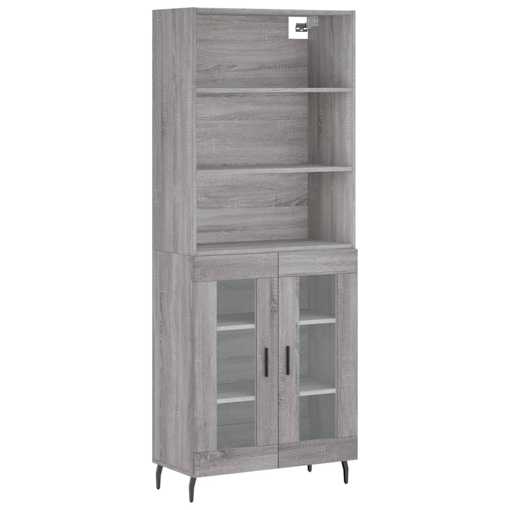 Hoge kast 69,5x34x180 cm bewerkt hout grijs sonoma eikenkleurig is nu te koop bij PeponiXL, paradijselijk wonen!