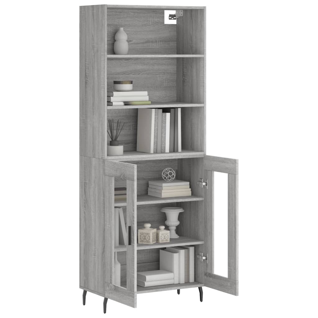 Hoge kast 69,5x34x180 cm bewerkt hout grijs sonoma eikenkleurig is nu te koop bij PeponiXL, paradijselijk wonen!