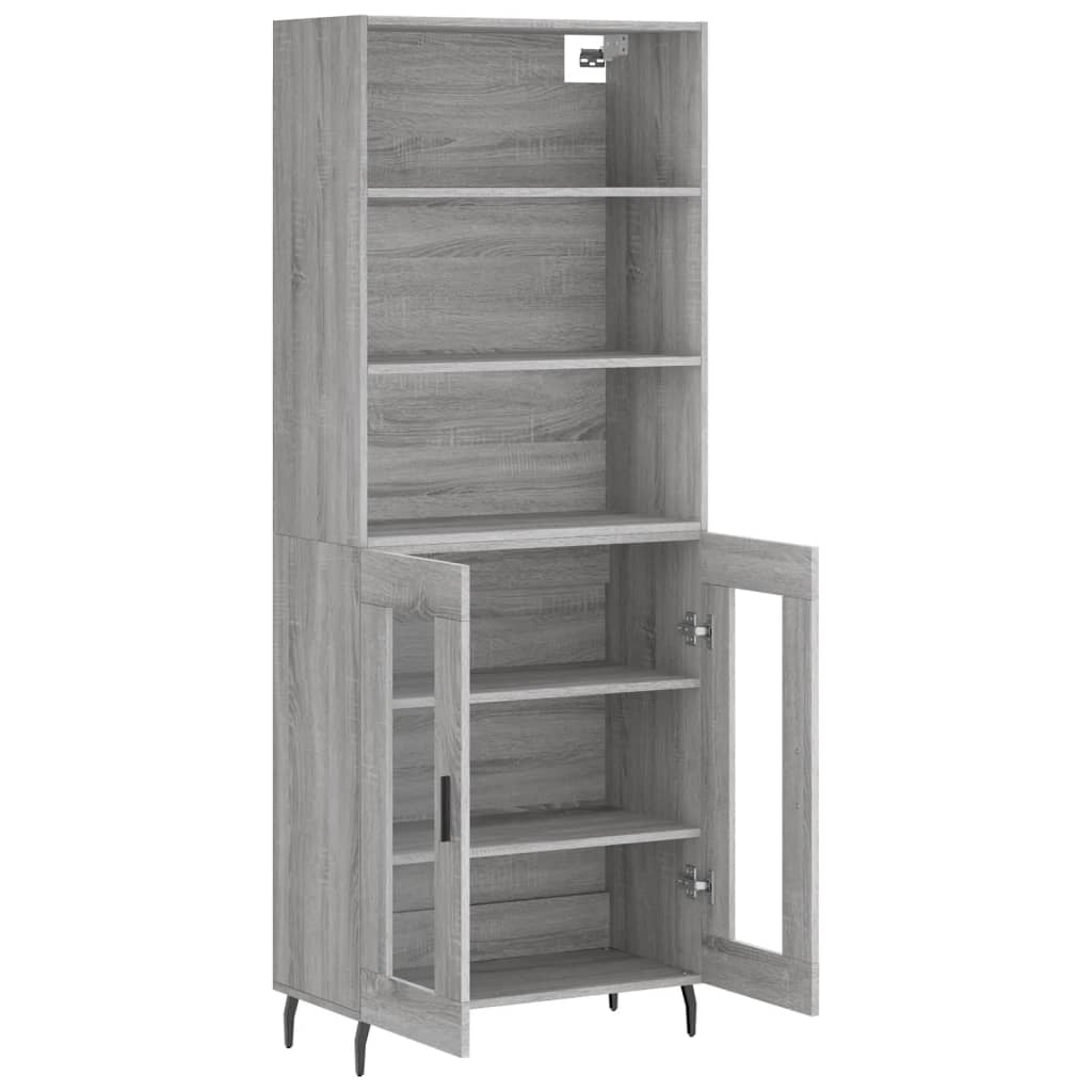 Hoge kast 69,5x34x180 cm bewerkt hout grijs sonoma eikenkleurig is nu te koop bij PeponiXL, paradijselijk wonen!