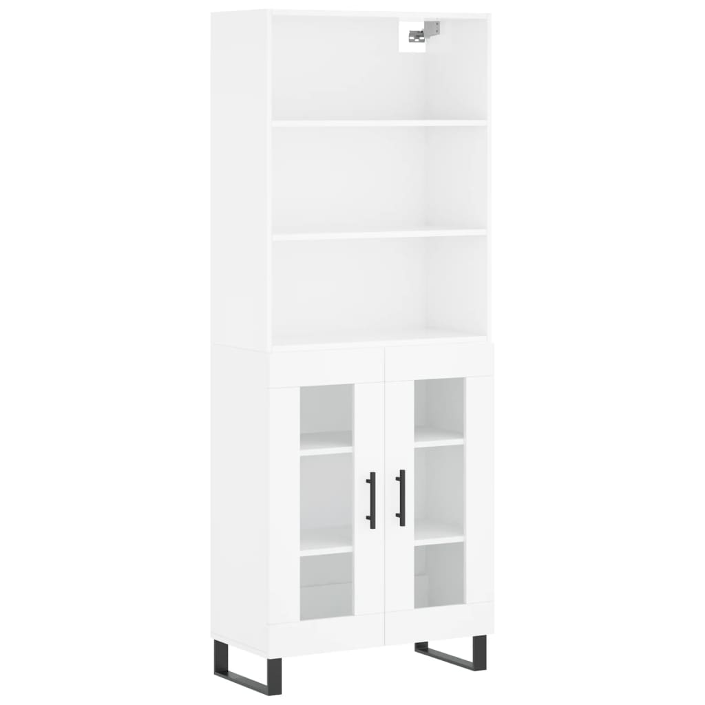 Hoge kast 69,5x34x180 cm bewerkt hout hoogglans wit is nu te koop bij PeponiXL, paradijselijk wonen!
