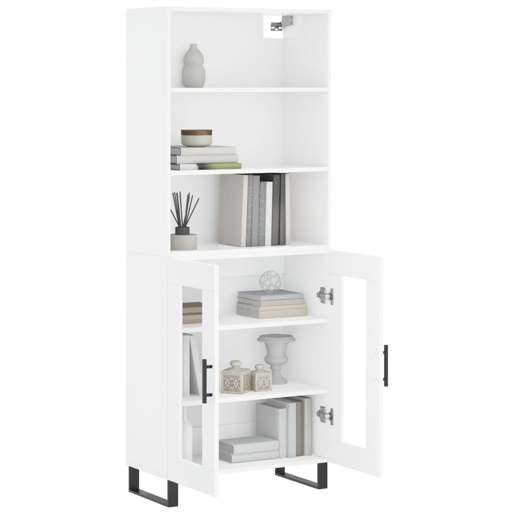 Hoge kast 69,5x34x180 cm bewerkt hout hoogglans wit is nu te koop bij PeponiXL, paradijselijk wonen!