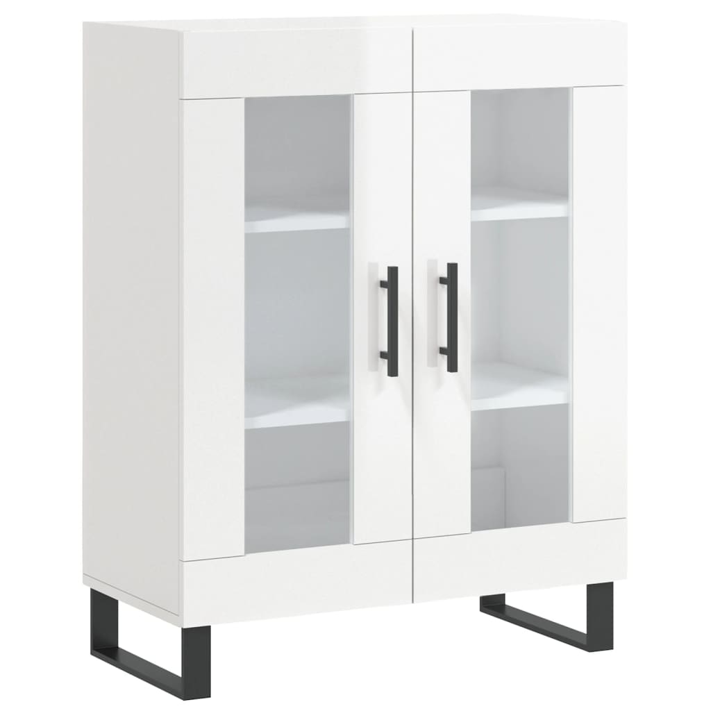 Hoge kast 69,5x34x180 cm bewerkt hout hoogglans wit is nu te koop bij PeponiXL, paradijselijk wonen!