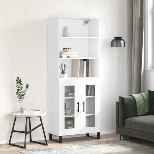 Hoge kast 69,5x34x180 cm bewerkt hout hoogglans wit is nu te koop bij PeponiXL, paradijselijk wonen!