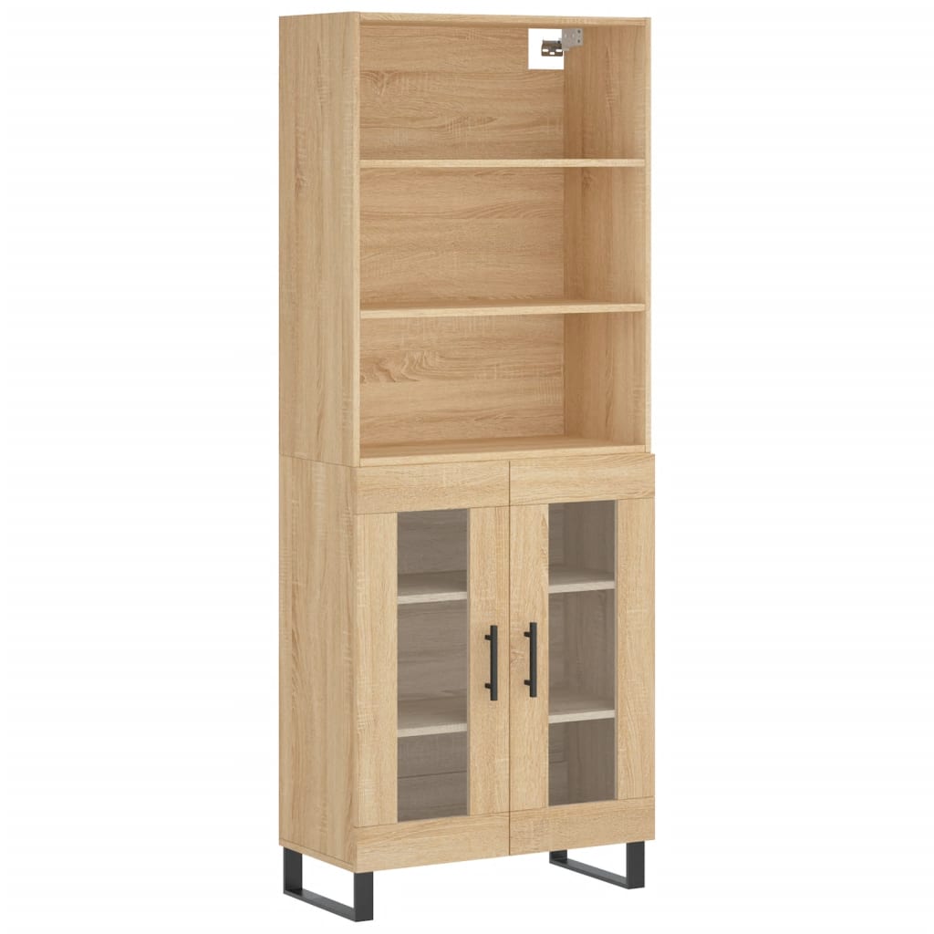 Hoge kast 69,5x34x180 cm bewerkt hout sonoma eikenkleurig is nu te koop bij PeponiXL, paradijselijk wonen!