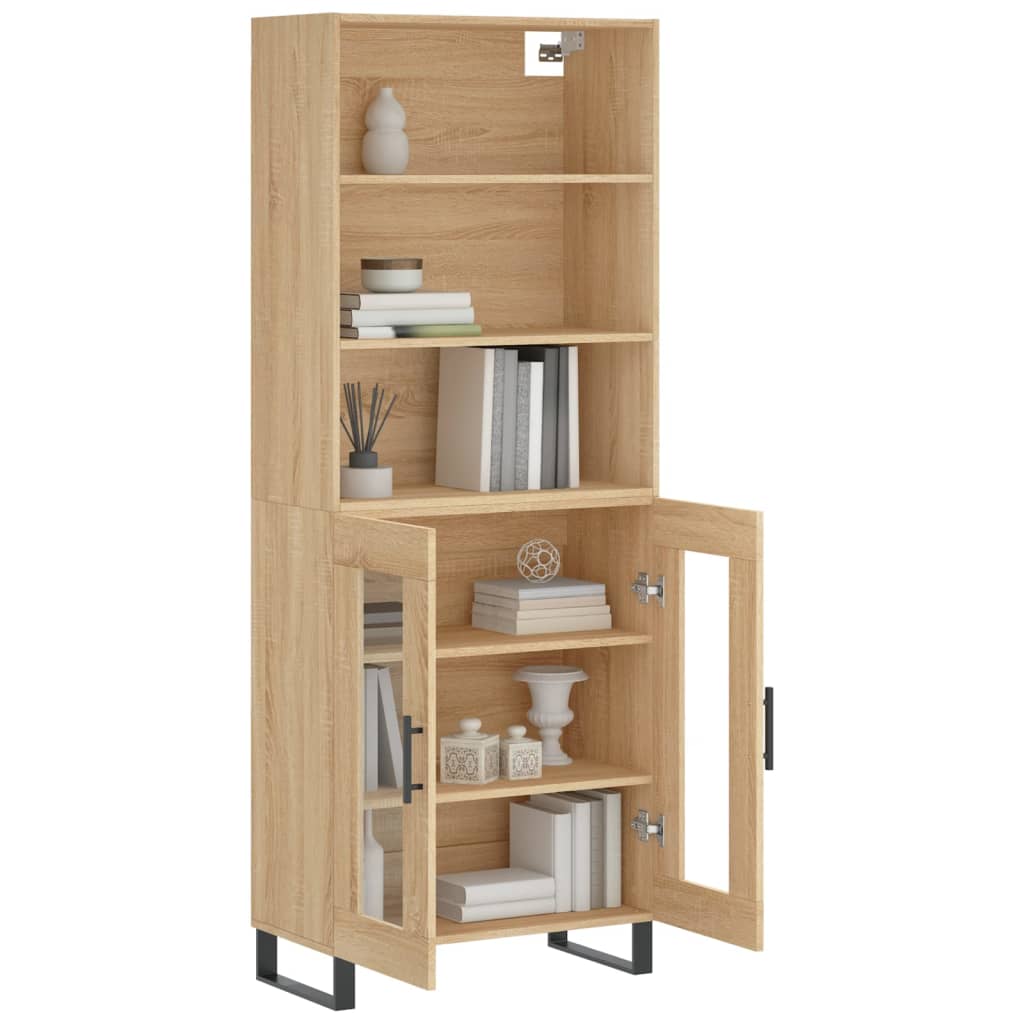 Hoge kast 69,5x34x180 cm bewerkt hout sonoma eikenkleurig is nu te koop bij PeponiXL, paradijselijk wonen!