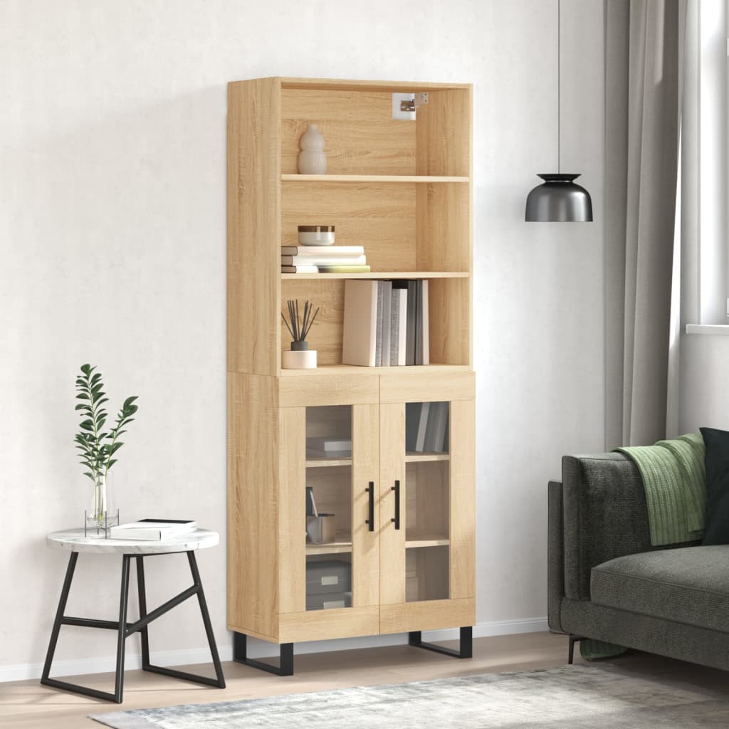 Hoge kast 69,5x34x180 cm bewerkt hout sonoma eikenkleurig is nu te koop bij PeponiXL, paradijselijk wonen!