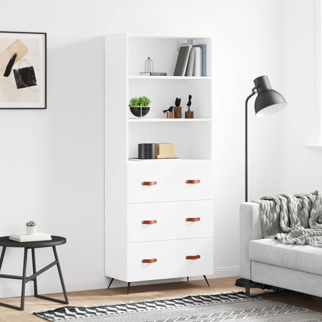 Hoge kast 69,5x34x180 cm bewerkt hout wit is nu te koop bij PeponiXL, paradijselijk wonen!