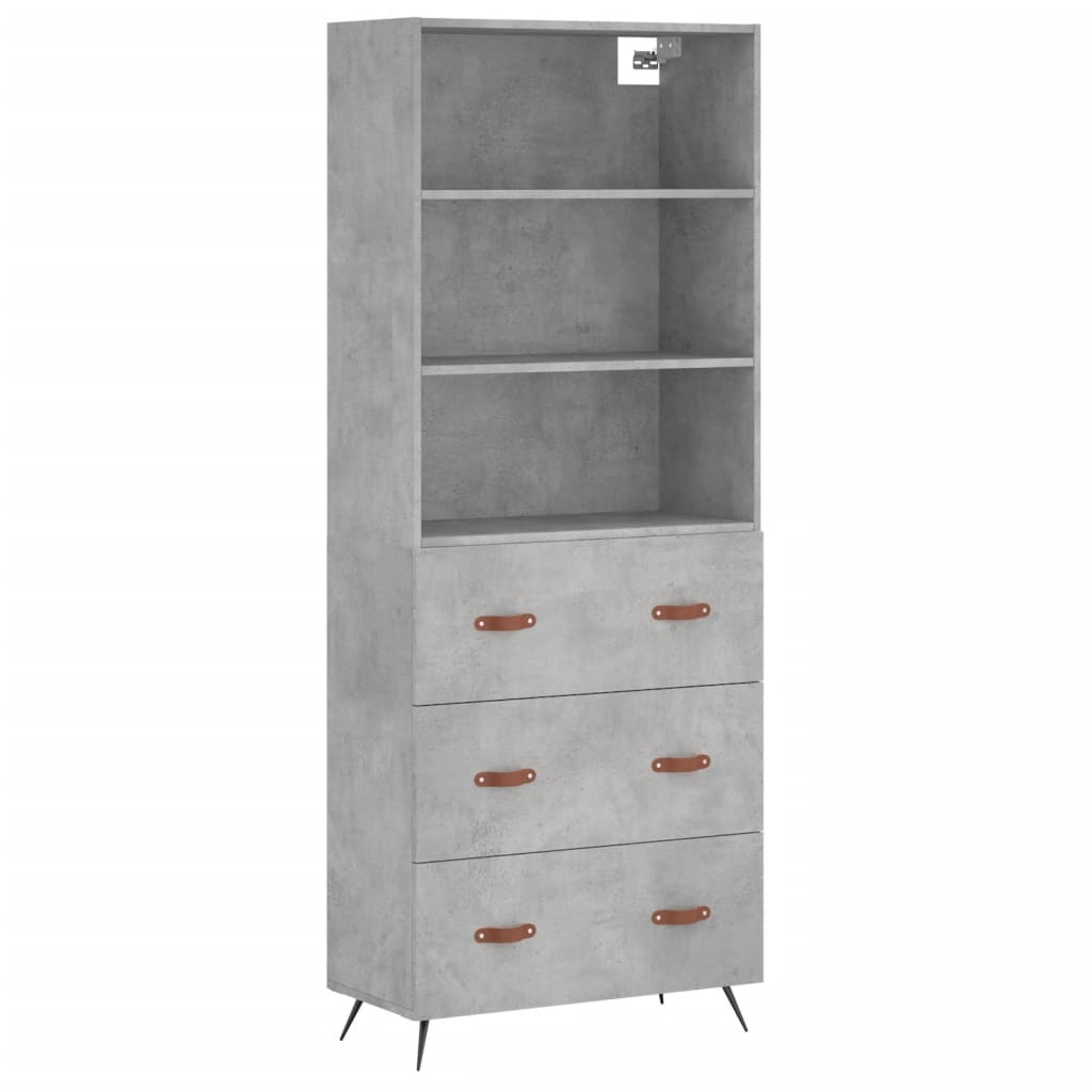 Hoge kast 69,5x34x180 cm bewerkt hout betongrijs is nu te koop bij PeponiXL, paradijselijk wonen!