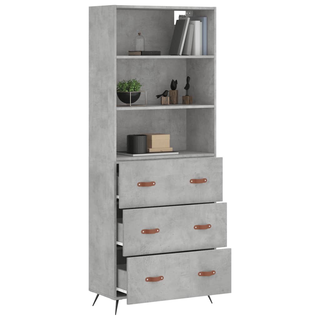 Hoge kast 69,5x34x180 cm bewerkt hout betongrijs is nu te koop bij PeponiXL, paradijselijk wonen!