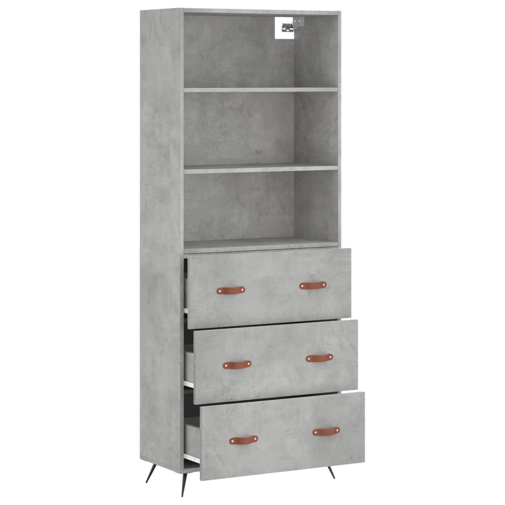 Hoge kast 69,5x34x180 cm bewerkt hout betongrijs is nu te koop bij PeponiXL, paradijselijk wonen!