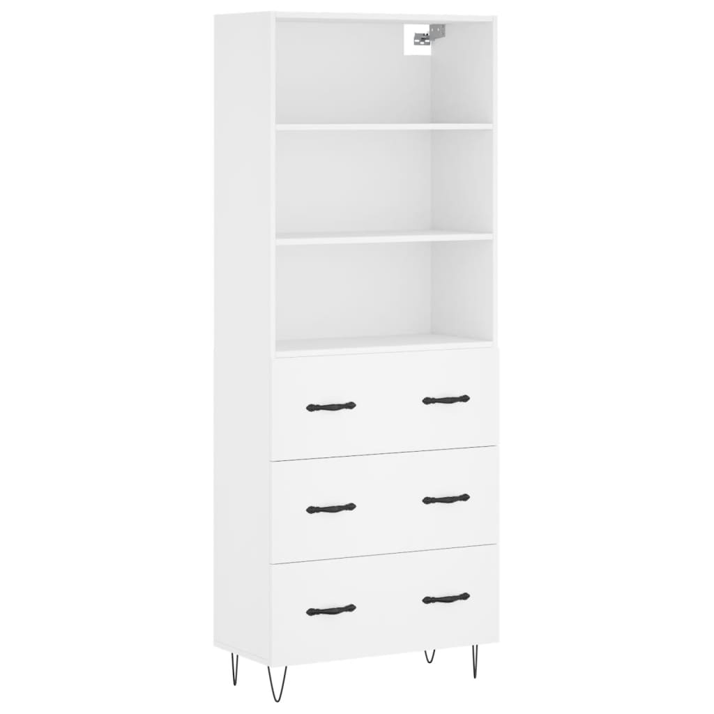 Hoge kast 69,5x34x180 cm bewerkt hout wit is nu te koop bij PeponiXL, paradijselijk wonen!