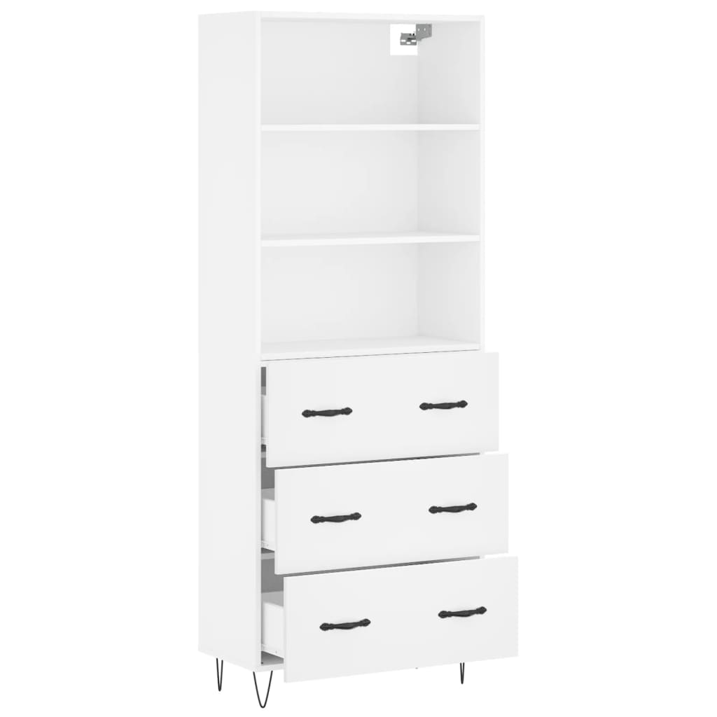 Hoge kast 69,5x34x180 cm bewerkt hout wit is nu te koop bij PeponiXL, paradijselijk wonen!