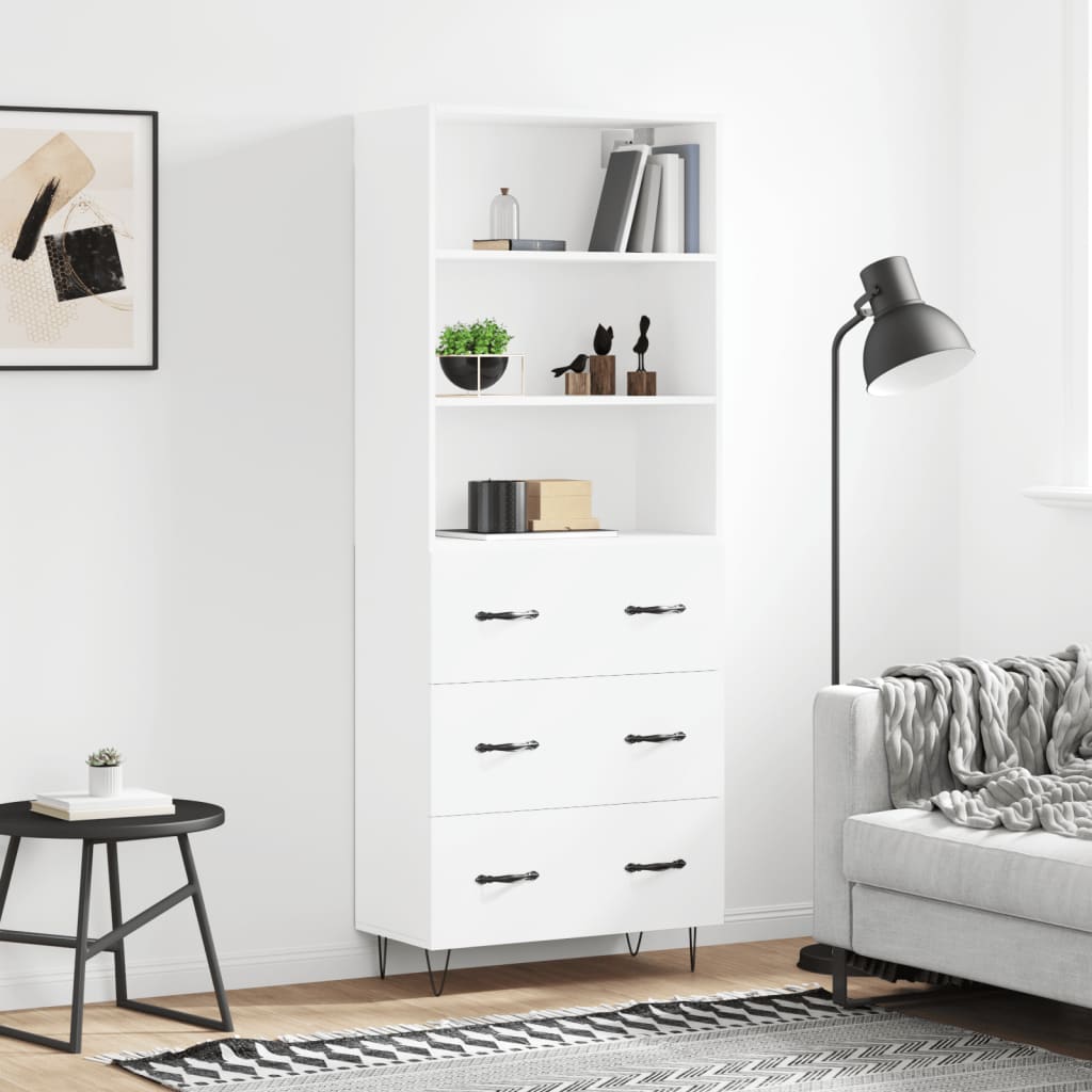 Hoge kast 69,5x34x180 cm bewerkt hout wit is nu te koop bij PeponiXL, paradijselijk wonen!