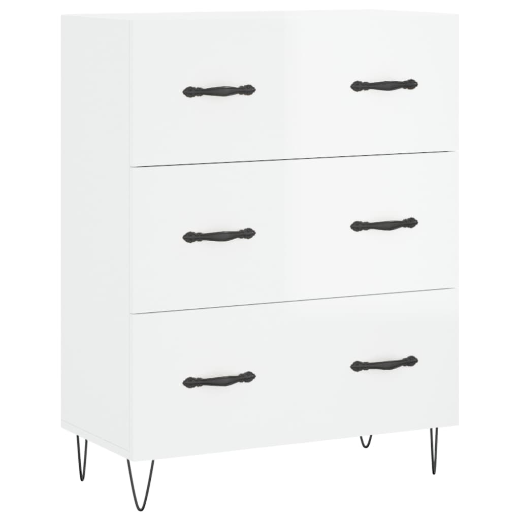 Hoge kast 69,5x34x180 cm bewerkt hout hoogglans wit is nu te koop bij PeponiXL, paradijselijk wonen!