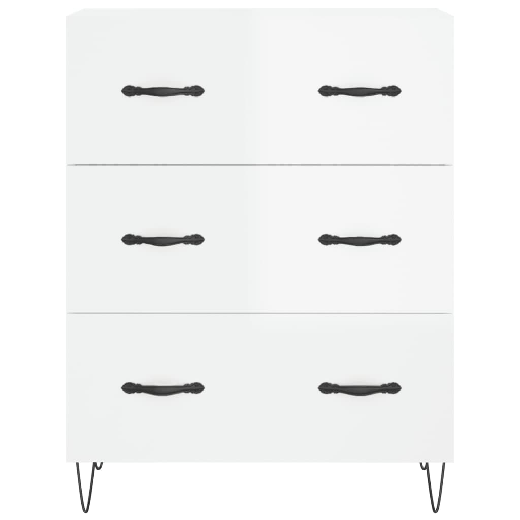 Hoge kast 69,5x34x180 cm bewerkt hout hoogglans wit is nu te koop bij PeponiXL, paradijselijk wonen!