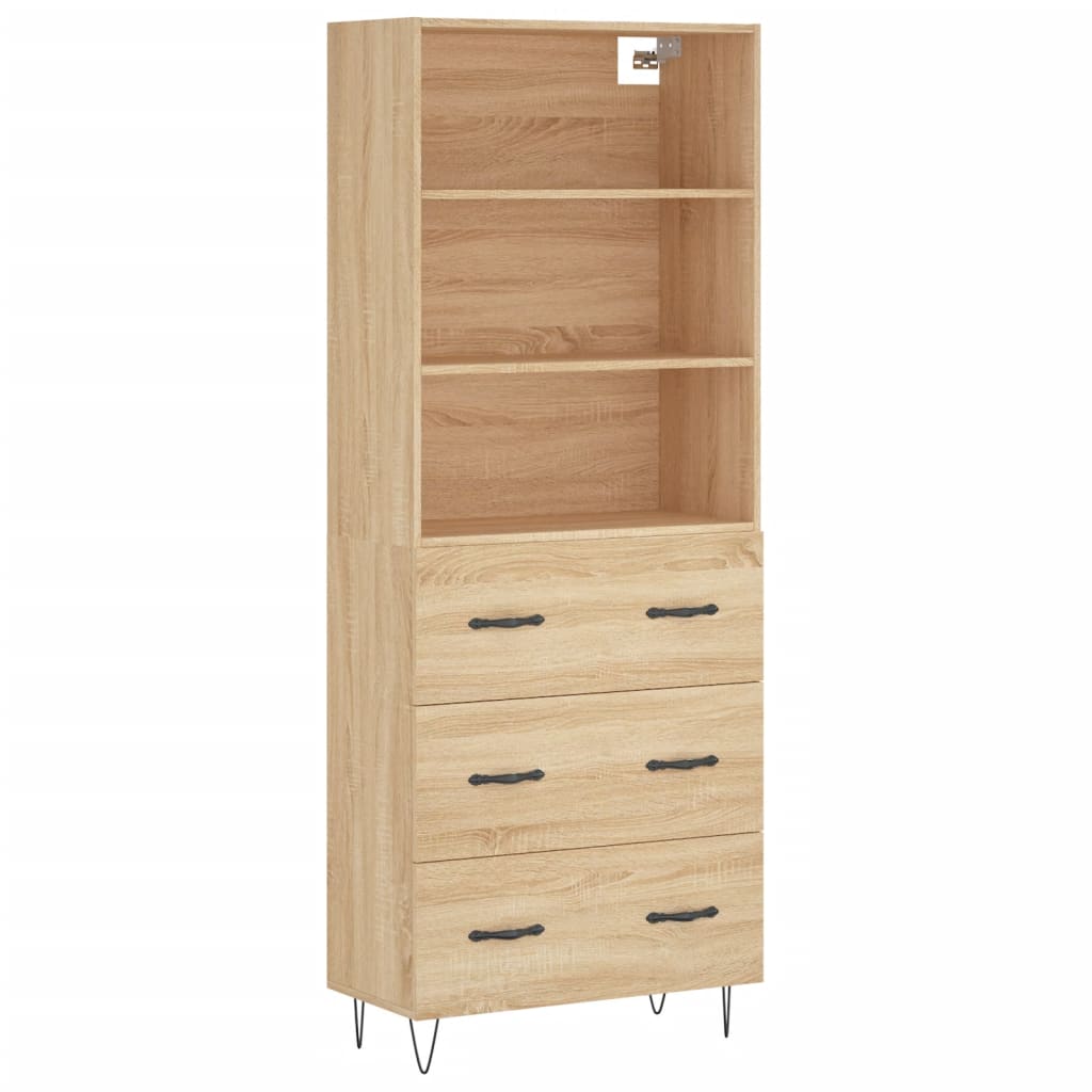 Hoge kast 69,5x34x180 cm bewerkt hout sonoma eikenkleurig is nu te koop bij PeponiXL, paradijselijk wonen!