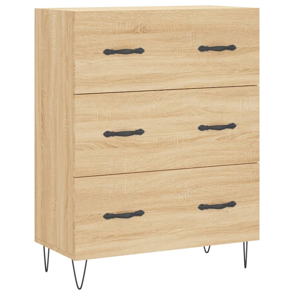 Hoge kast 69,5x34x180 cm bewerkt hout sonoma eikenkleurig is nu te koop bij PeponiXL, paradijselijk wonen!