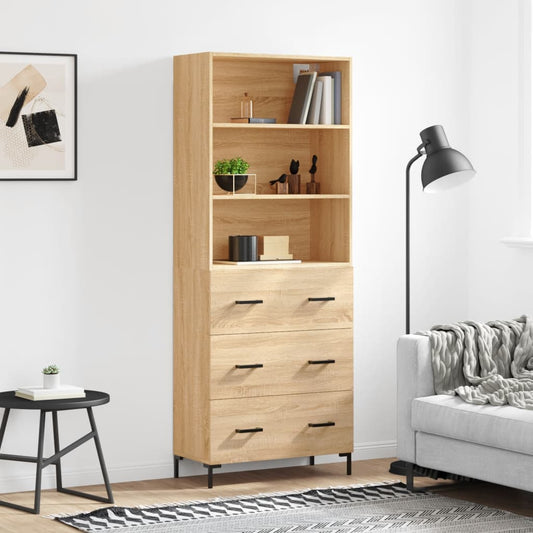 Hoge kast 69,5x34x180 cm bewerkt hout sonoma eikenkleurig is nu te koop bij PeponiXL, paradijselijk wonen!