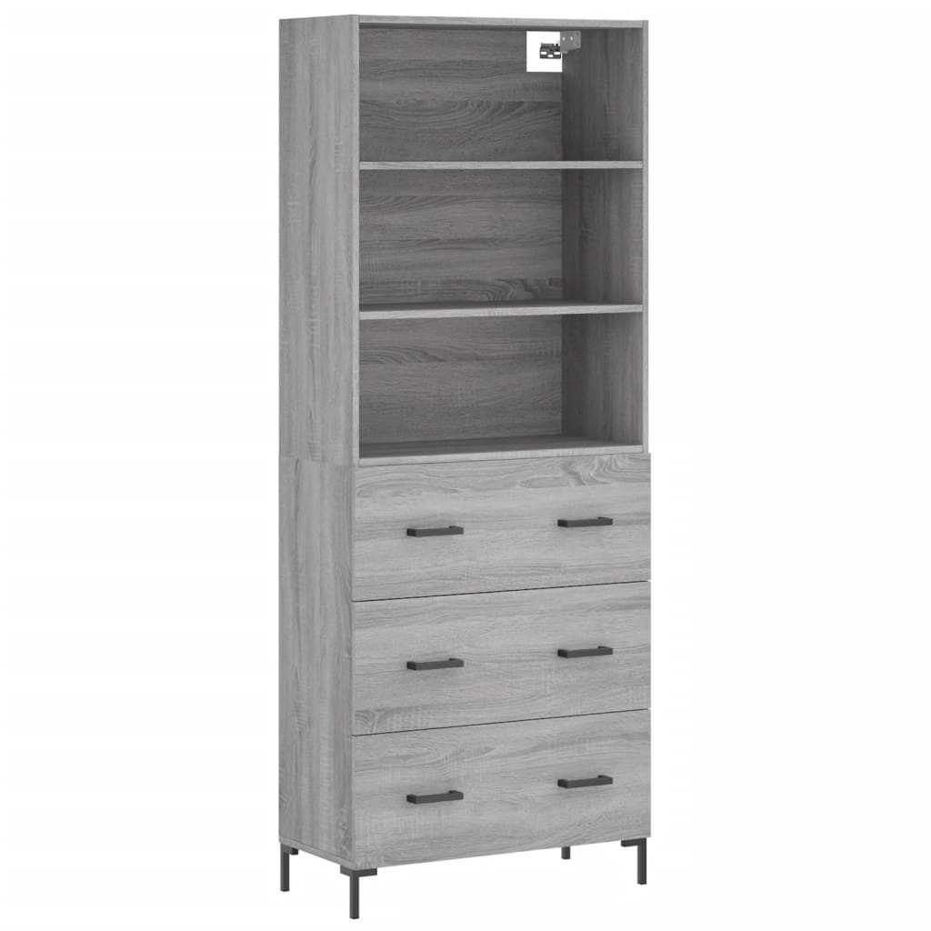 Hoge kast 69,5x34x180 cm bewerkt hout grijs sonoma eikenkleurig is nu te koop bij PeponiXL, paradijselijk wonen!