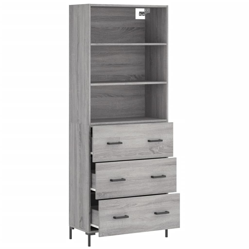 Hoge kast 69,5x34x180 cm bewerkt hout grijs sonoma eikenkleurig is nu te koop bij PeponiXL, paradijselijk wonen!