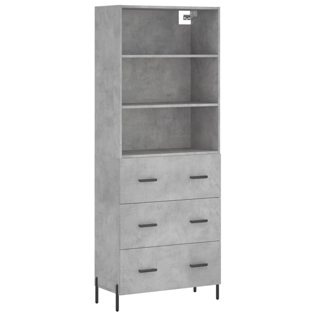 Hoge kast 69,5x34x180 cm bewerkt hout betongrijs is nu te koop bij PeponiXL, paradijselijk wonen!