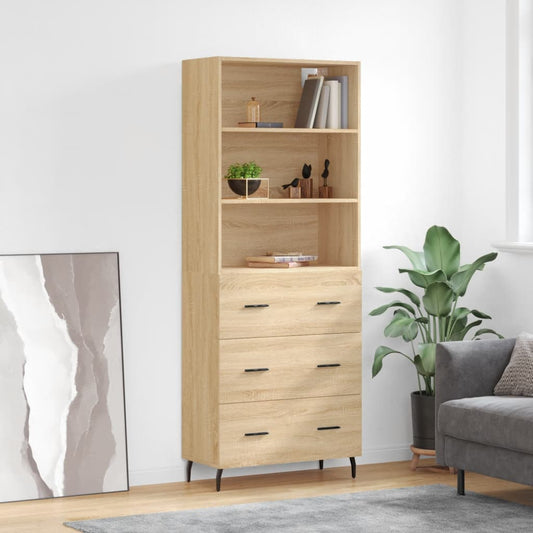 Hoge kast 69,5x34x180 cm bewerkt hout sonoma eikenkleurig is nu te koop bij PeponiXL, paradijselijk wonen!