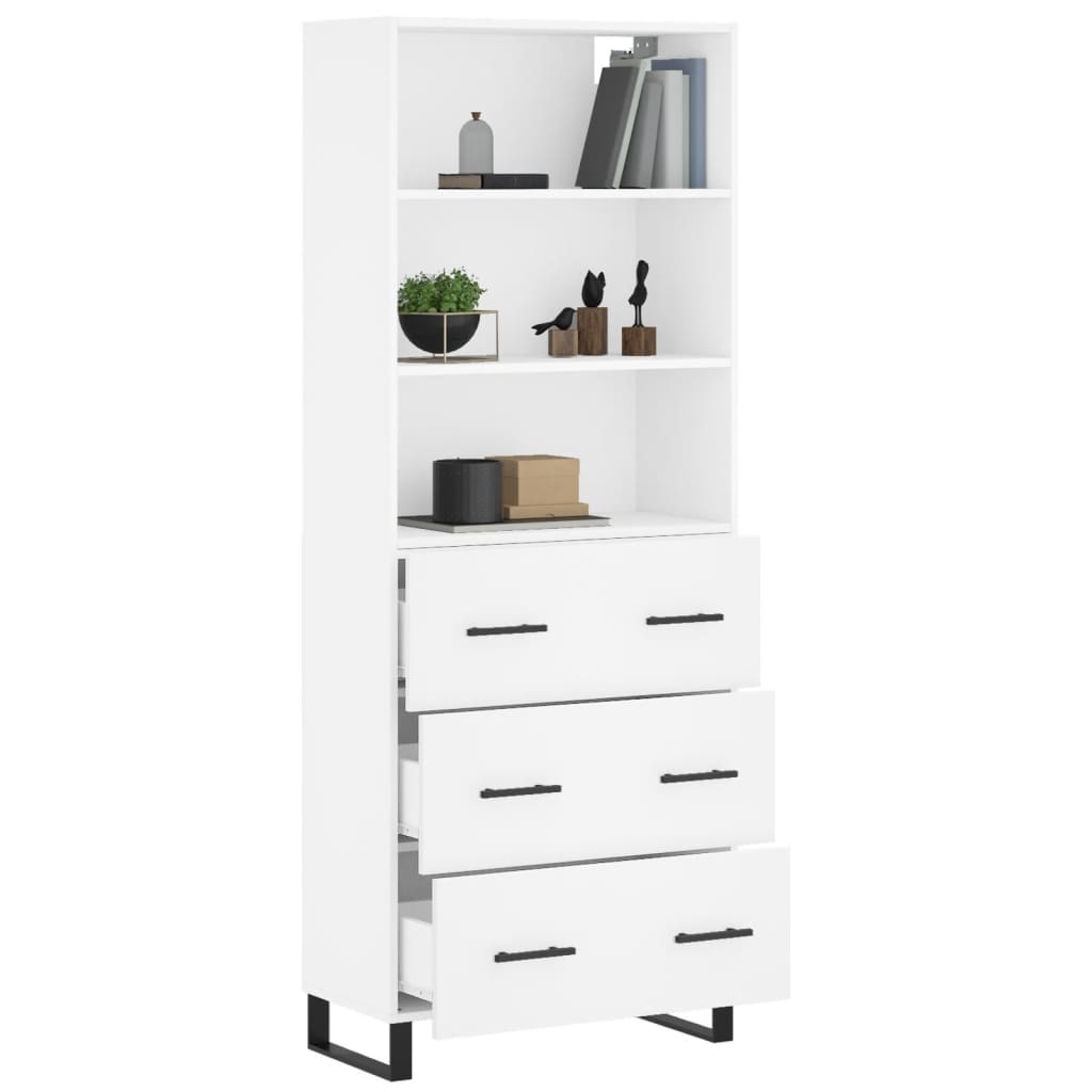 Hoge kast 69,5x34x180 cm bewerkt hout wit is nu te koop bij PeponiXL, paradijselijk wonen!