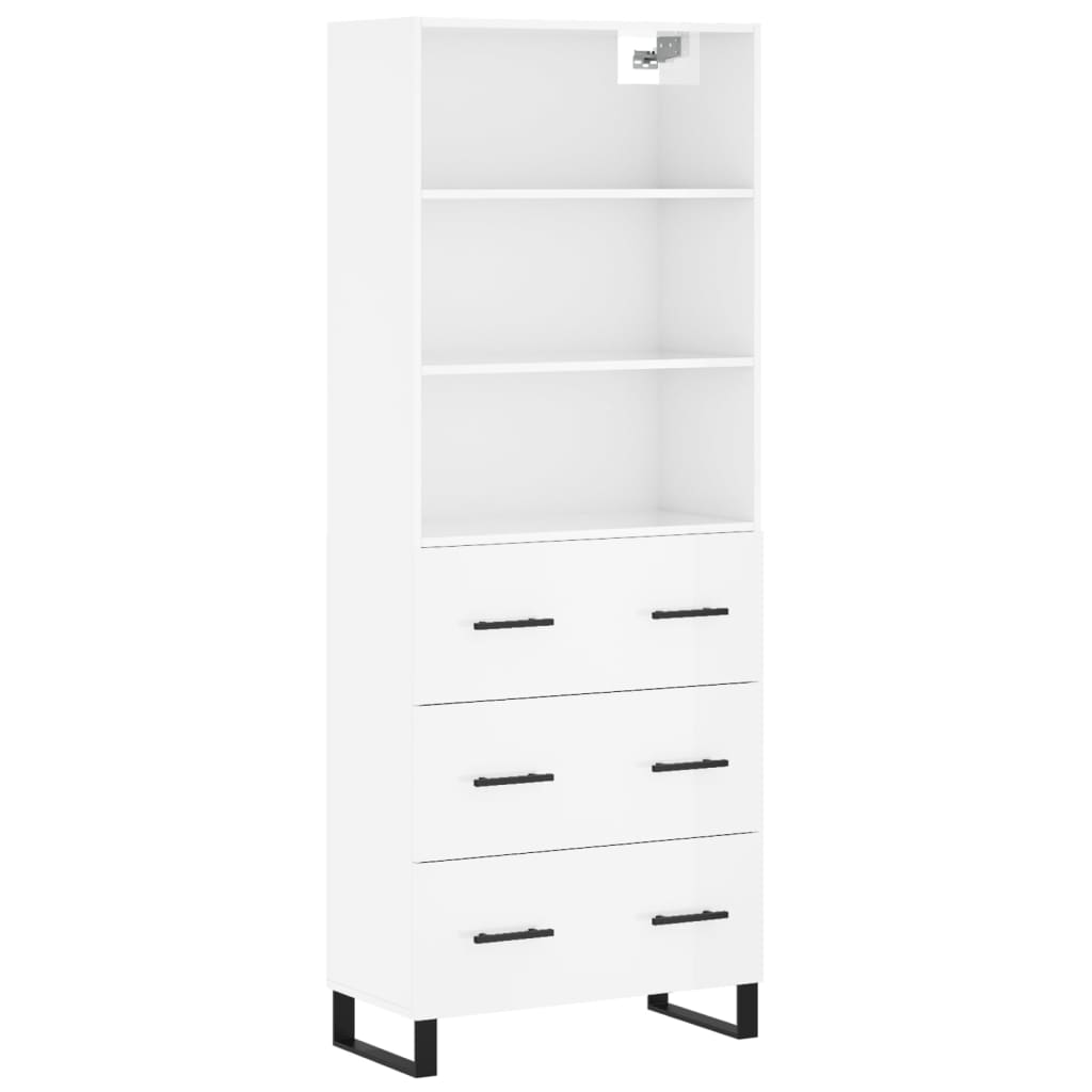 Hoge kast 69,5x34x180 cm bewerkt hout hoogglans wit is nu te koop bij PeponiXL, paradijselijk wonen!