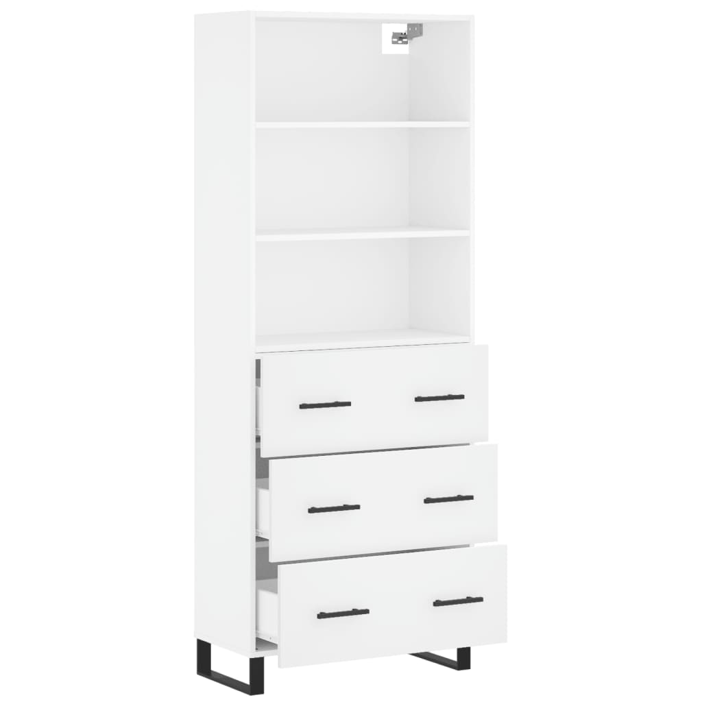 Hoge kast 69,5x34x180 cm bewerkt hout hoogglans wit is nu te koop bij PeponiXL, paradijselijk wonen!