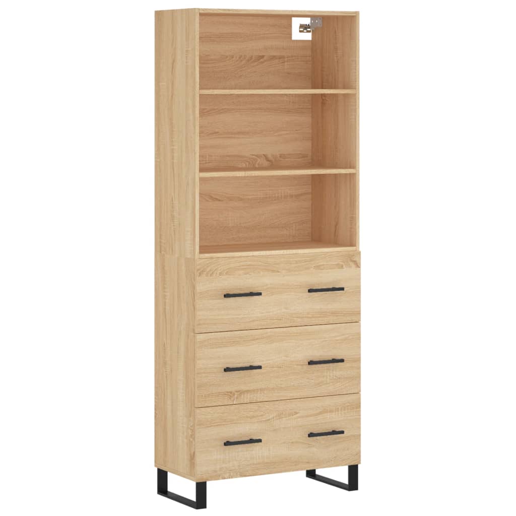 Hoge kast 69,5x34x180 cm bewerkt hout sonoma eikenkleurig is nu te koop bij PeponiXL, paradijselijk wonen!