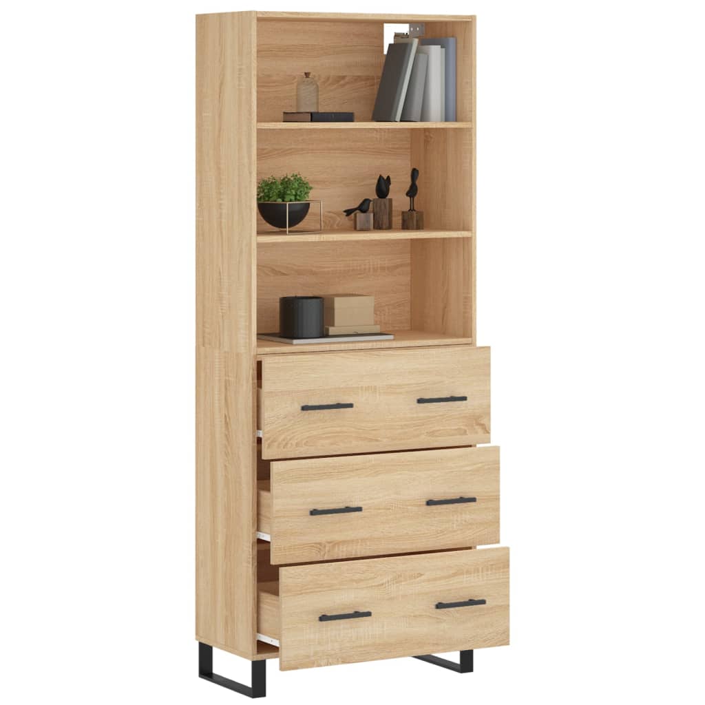 Hoge kast 69,5x34x180 cm bewerkt hout sonoma eikenkleurig is nu te koop bij PeponiXL, paradijselijk wonen!